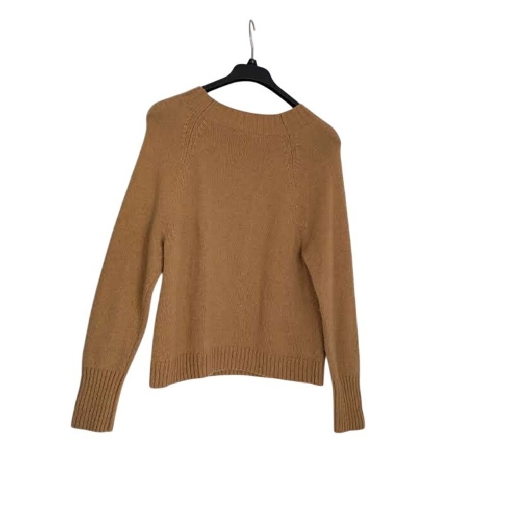 J.Crew Glam Crystal Button Camel Knit Sweater S/M Retro Minimalist - Picture 2 of 9